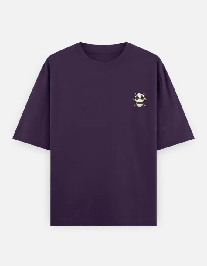 The Pocket Panda Graphic Unisex Oversized T-shirt (Purple, XS)