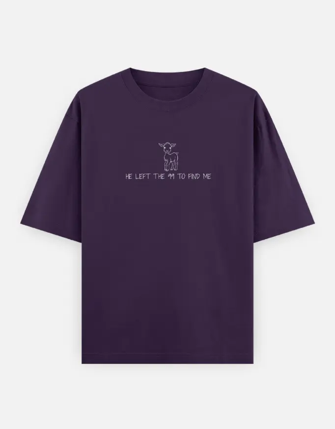 The Lost Sheep Graphic Unisex Oversized T-shirt (Purple, XS)