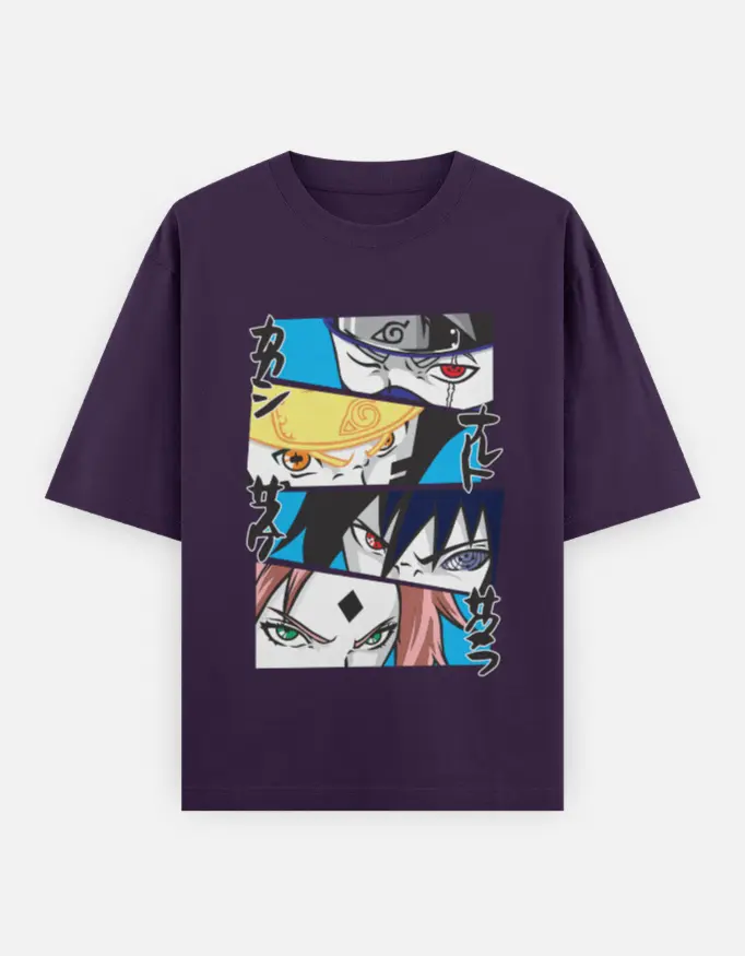 Naruto Squad Gaze Unisex Oversized T-shirt (Purple, XS)