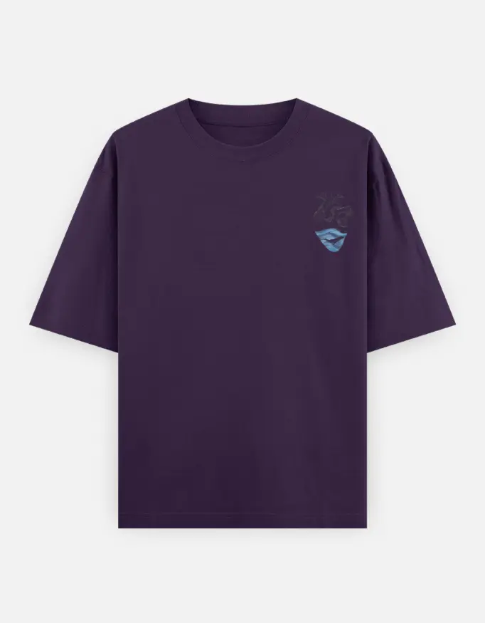 Pocket Heart Graphic Unisex Oversized T-shirt (Purple, XS)