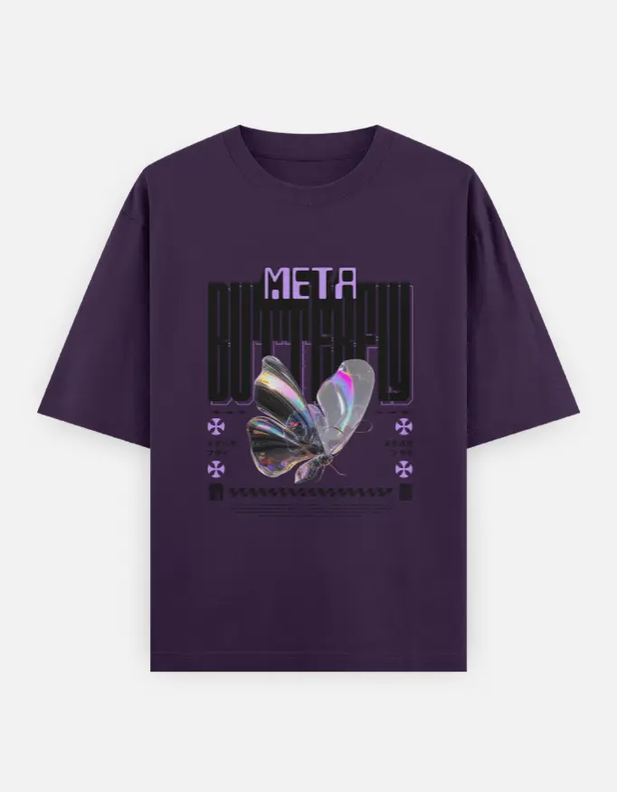 Meta Butterfly Unisex Oversized T-shirt (Purple, XS)
