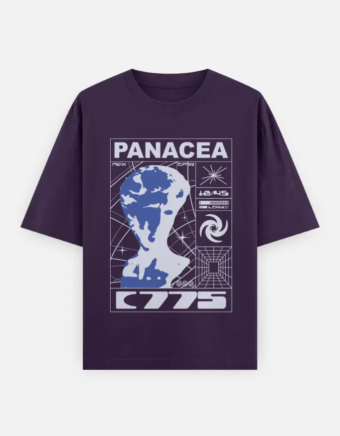 Panacea Graphic Unisex Oversized T-shirt (Purple, XS)