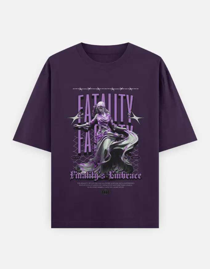 Purple Accent Mystic Unisex Oversized T-shirt (Purple, XS)