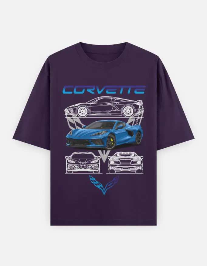 Corvette Classic Graphic Unisex Oversized T-shirt (Purple)
