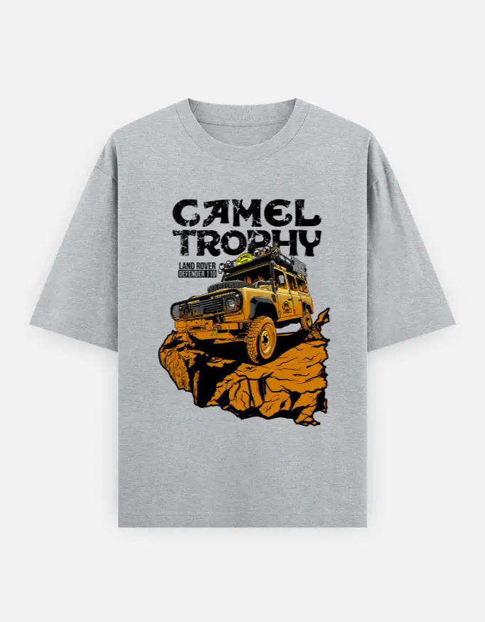 Camel Trophy Land Rover Graphic Unisex Oversized T-shirt (Grey, XS)
