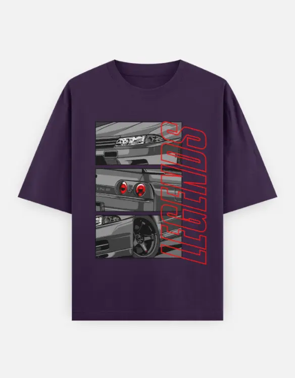 Classic Outlaw Taillight Graphic Unisex Oversized T-shirt (Purple, XS)