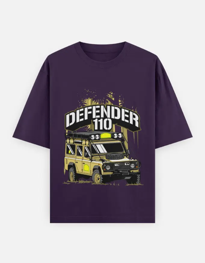  Classic Defender 110 Graphic Unisex Oversized T-shirt (Purple, XS)