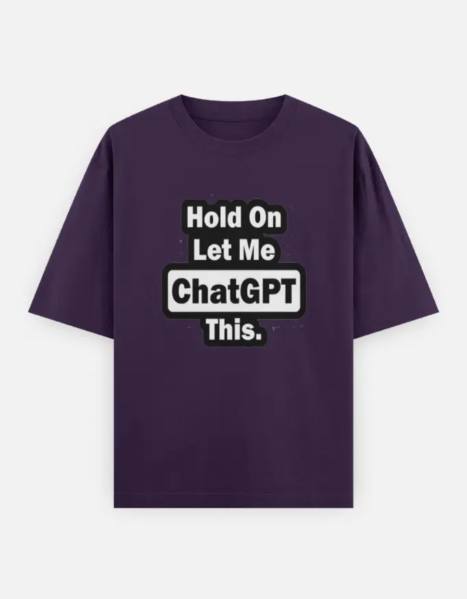 Chat GPT Meme Graphic Unisex Oversized T-shirt (Purple, XS)