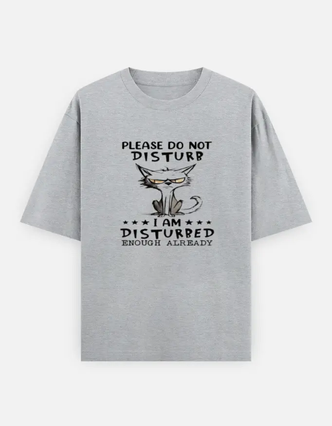 "Do Not Disturb" Graphic Unisex Oversized T-shirt (Grey)