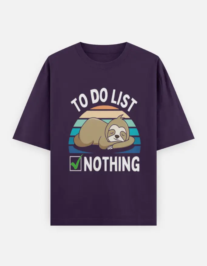 "To Do List" Graphic Unisex Oversized T-shirt (Purple, XS)