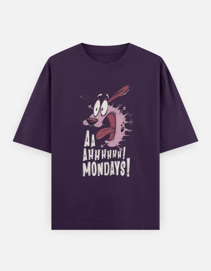 "The Monday Mood" Graphic Unisex Oversized T-shirt (Purple, XS)
