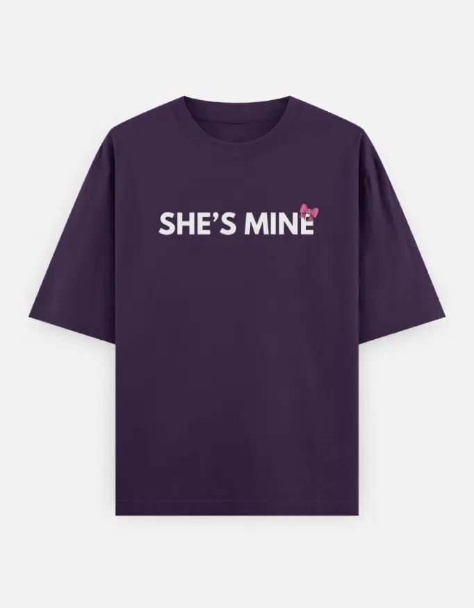 She's Mine / He's Mine Graphic Couple Unisex Oversized T-shirt