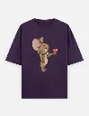 Jerry's Heart And Grumpy Tom Graphic Couple Unisex Oversized T-shirt