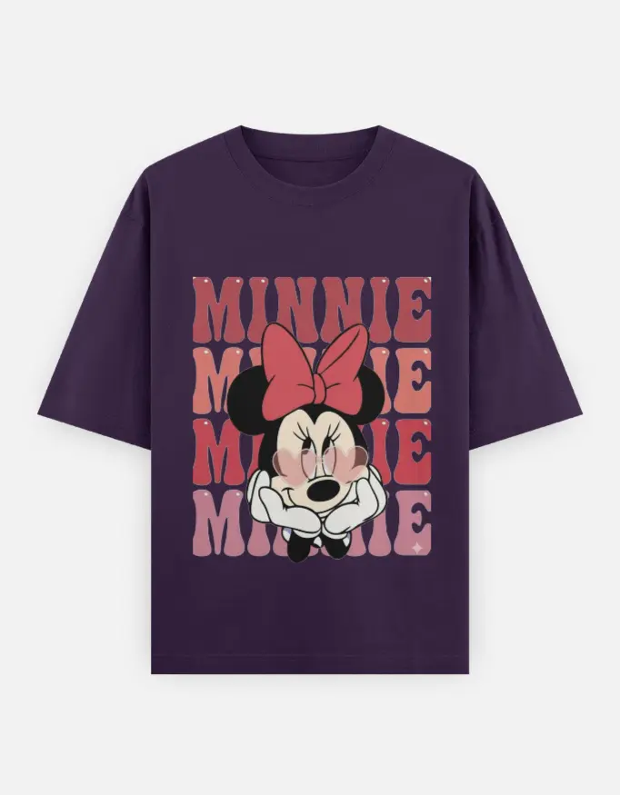 Minnie Mouse Graphic Unisex Oversized T-shirt (Purple, XS)