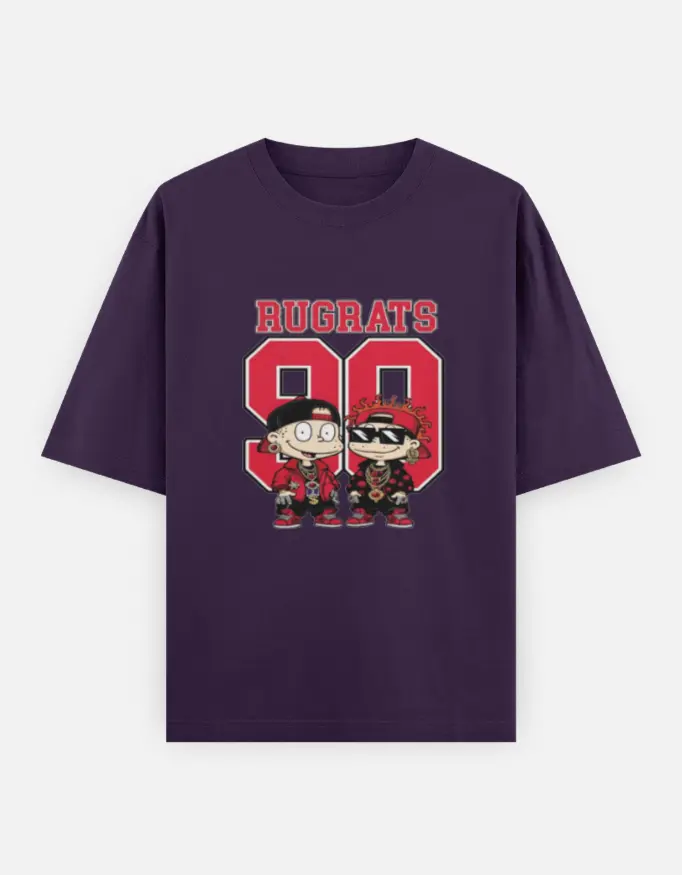 Rugrats Deville Twins Unisex Oversized T-shirt (Purple, XS)