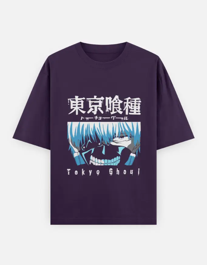 Ghoul Blue Haired Unisex Oversized T- shirt (Purple, XS)