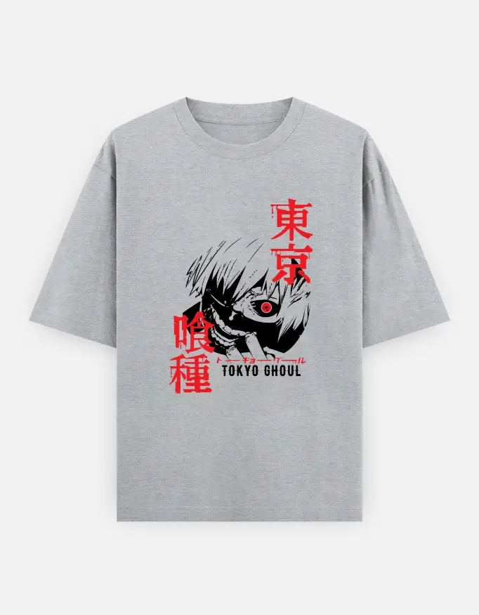 Eyepatch Ghoul Face Unisex Oversized T-shirt (Grey, XS)