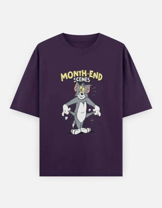 Tom`s "Month End Scenes" Unisex Oversized T-shirt (Purple, XS)