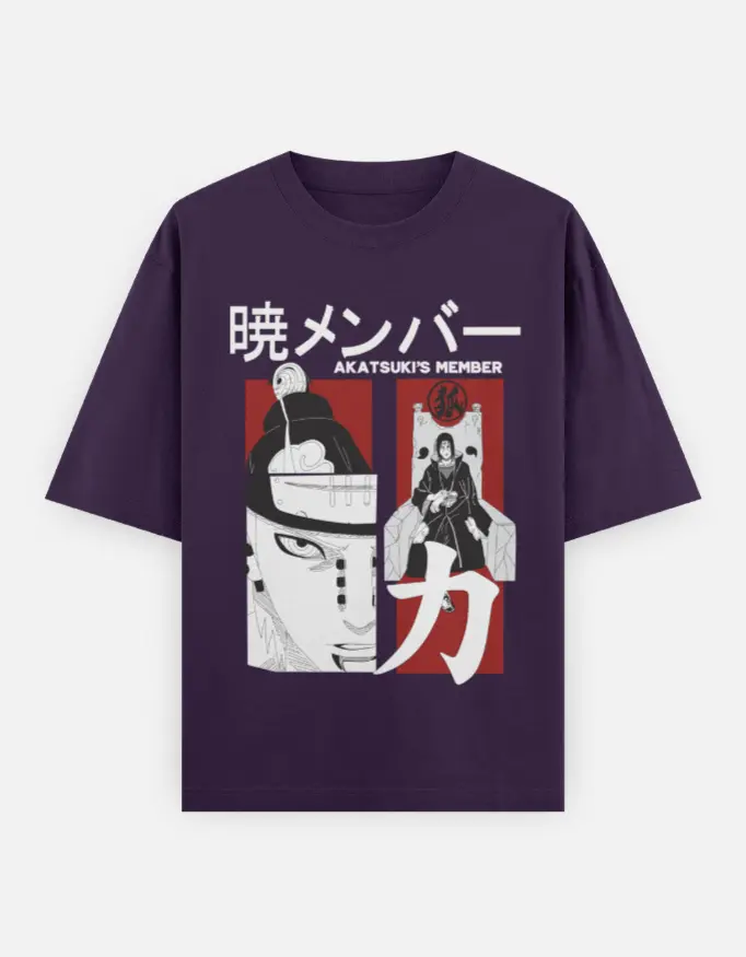 Akatsuki Duo Minimalist Unisex Oversized T-shirt (Purple, XS)