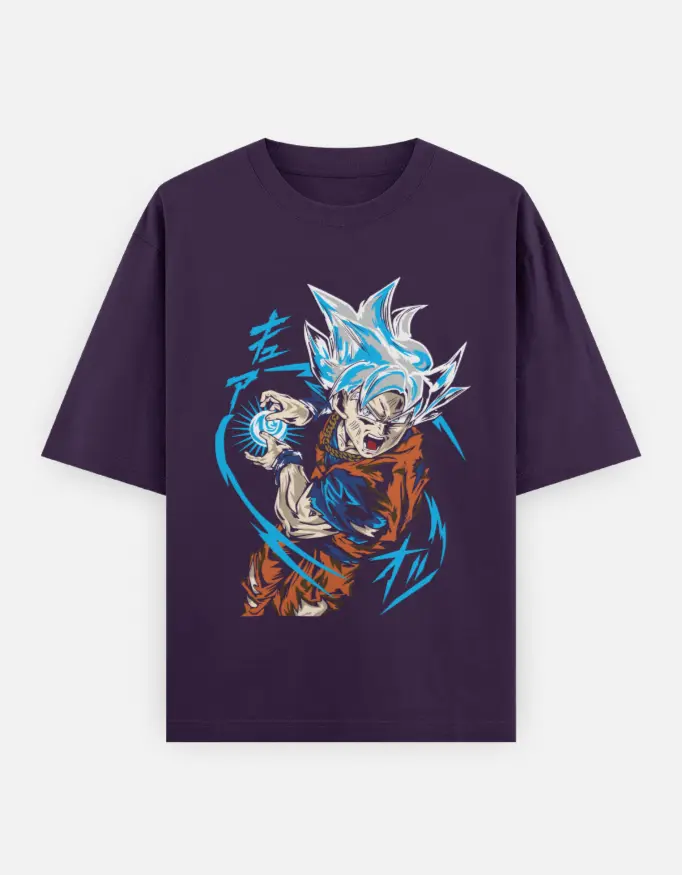 Ultra Instinct Goku Unisex Oversized T-shirt (Purple, XS)