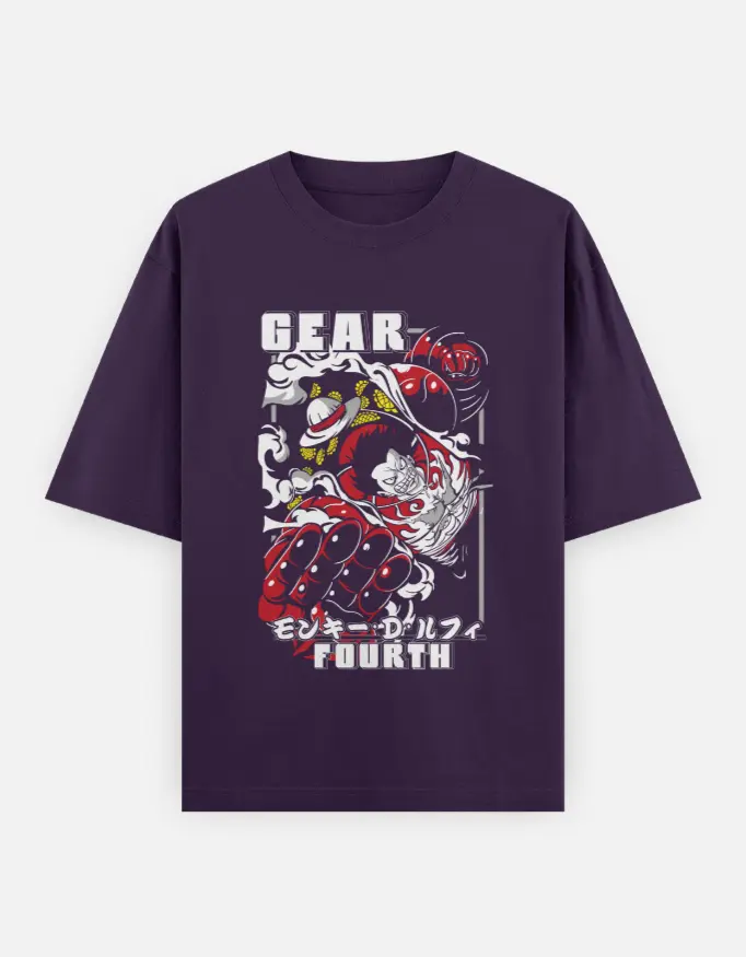Luffy "Boundman" Graphic Unisex Oversized T-shirt (Purple, XS)