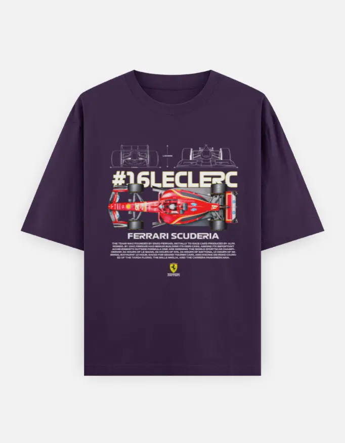 Charles Leclerc Graphic Unisex Oversized T-shirt (Purple, XS)