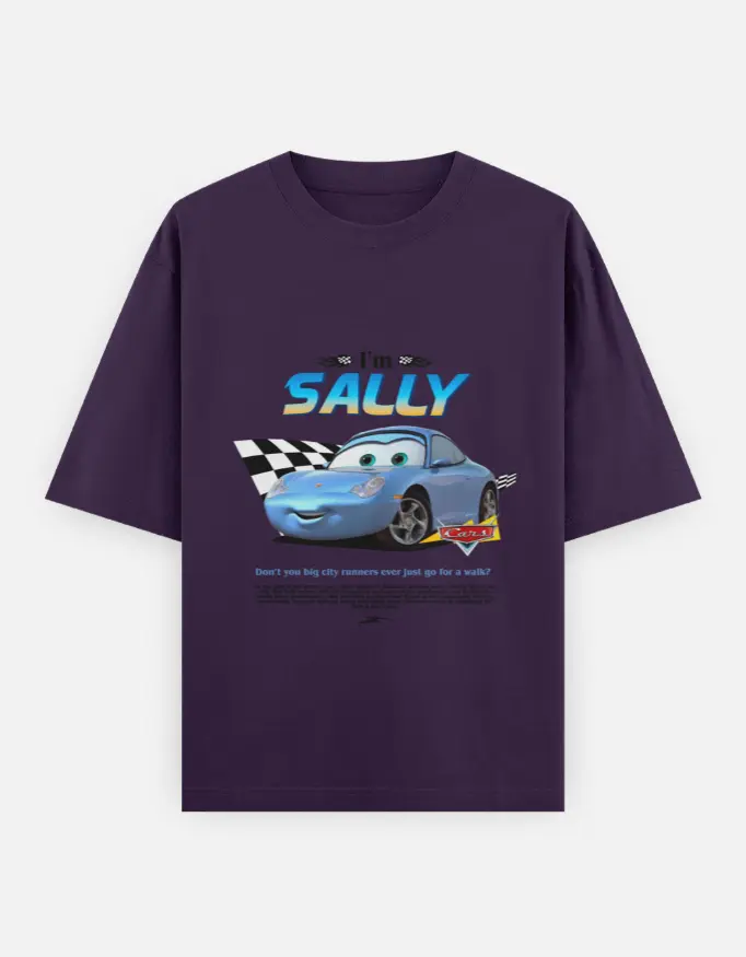 Sally Racer Graphic Unisex Oversized T-shirt (Purple, XS)