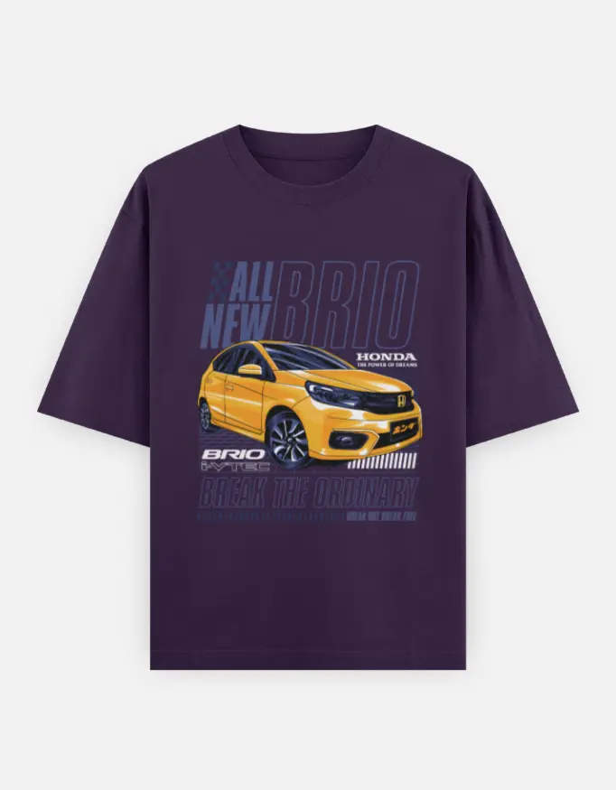 "Break The Ordinary" Brio Graphic Unisex Oversized T-shirt (Purple, XS)