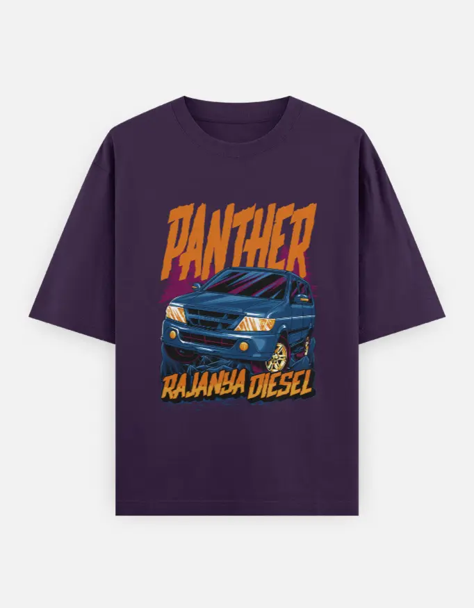 Fuego Panther Diesel Graphic Unisex Oversized T-shirt (Purple, XS)