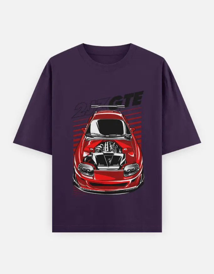 Redline 2JZ Street Graphic Unisex Oversized T-shirt (Purple, XS)