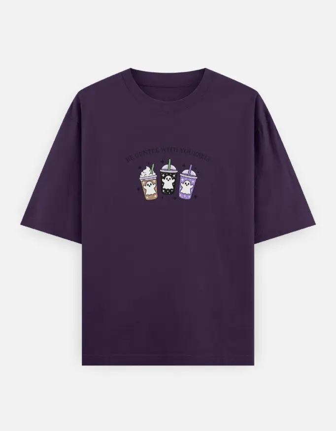 "Be Gentle With Yourself " Unisex Oversized T-shirt (Purple, XS)